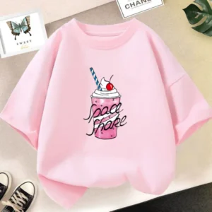 Cute Strawberry Milk Shake T-Shirt Girls